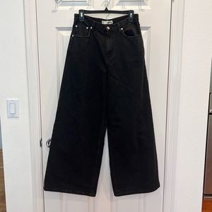 NWOT Topshop MOTO Wide Leg Black Jeans Size 30